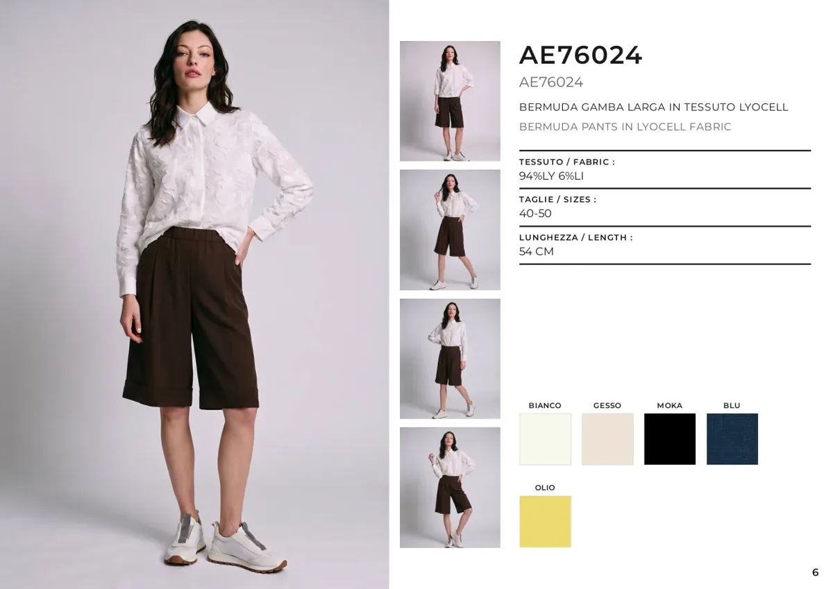 Catalogo moda AI B2B: spread con outfit indossato e pannello varianti, SS27