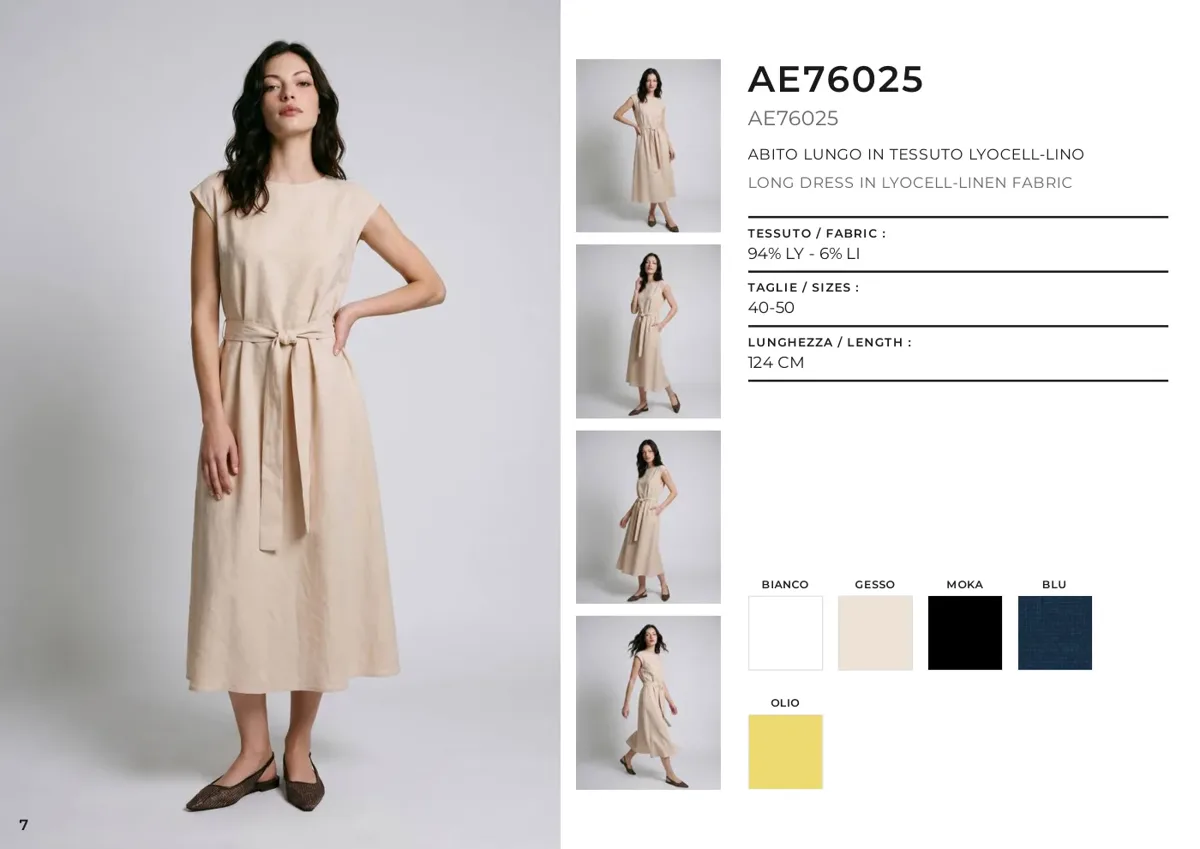 Esperto AI fashion: pagina lookbook SS27 con scheda prodotto